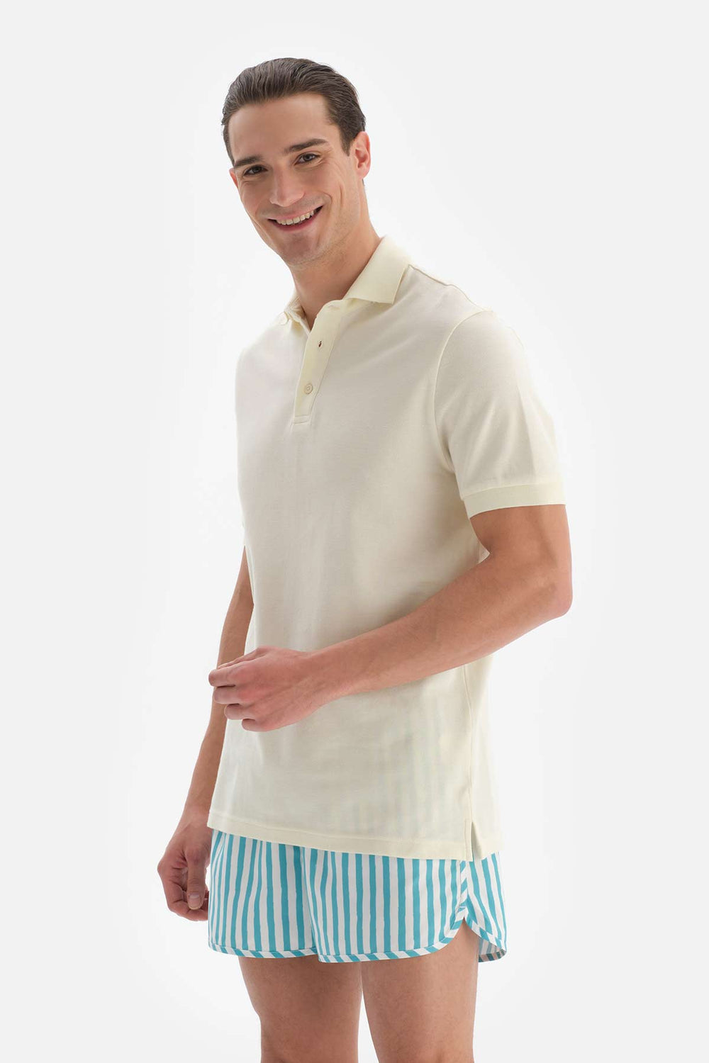 Ekru Pike Polo Yaka T-Shirt